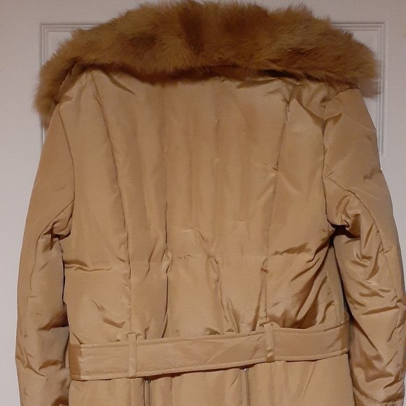 Grace ArtLine mustard coat puffer jacket goose down insulated + removable fur - Picture 2 of 4